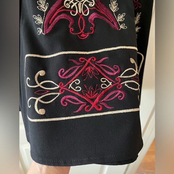 Sunny Leigh Elegant Black Patterned Mid-Length Skirt Women’s Size 14 - Picture 3 of 16